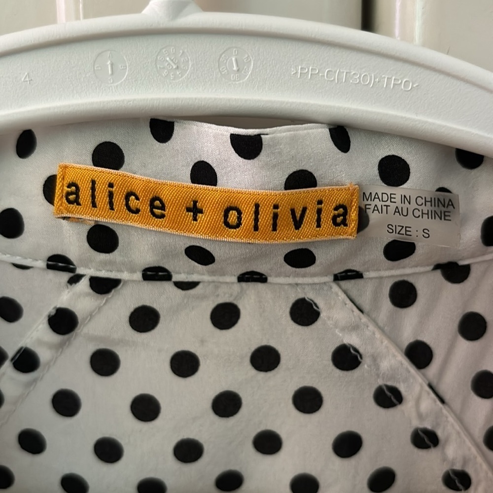 ALICE+OLIVIA 💯silk polka dot elastic waist roll-tie shoulder sleeveless dress S - Picture 5 of 10